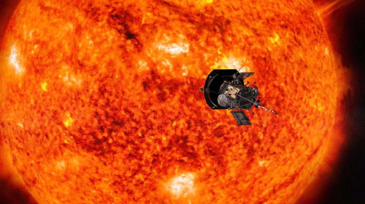 Artystyczna wizja sondy kosmicznej Parker Solar Probe w pobliżu Słońca. Źródło: Johns Hopkins University Applied Physics Laboratory