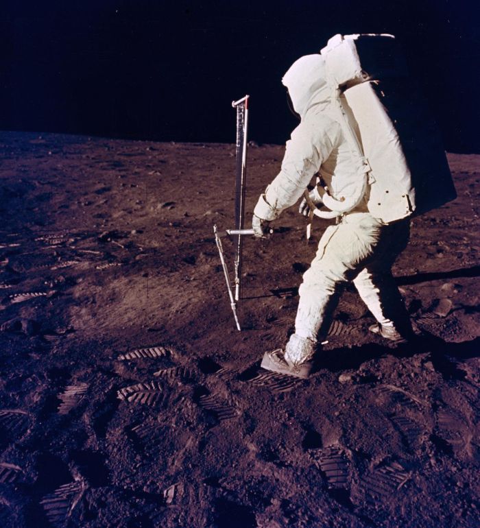 Na zdjęciu Edwin Aldrin na powierzchni Księżyca. Źródło: NASA 20.07.1969