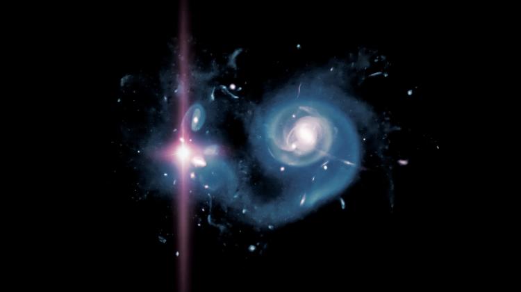 Symulacja galaktyki z wczesnego Wszechświata, w której wybuchła superjasna supernowa. Źródło: Adrian Malec i Marie Martig (Swinburne University)